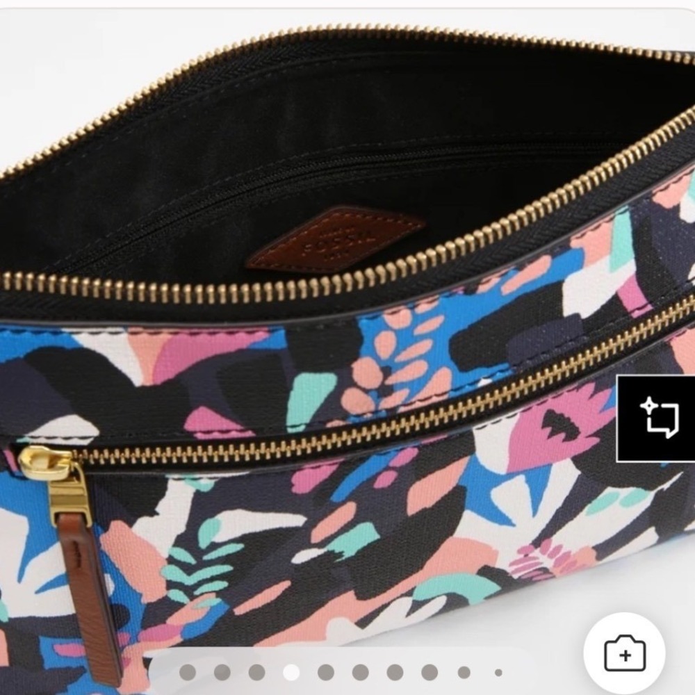 Fossil | Women's Multicolor Fiona Abstract‎ Floral Coated Canvas Crossbody Bag - Picture 4 of 12